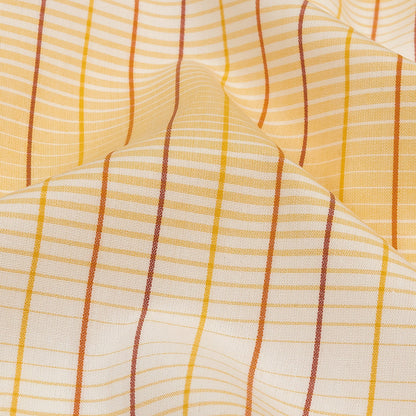 Orange, Yellow and White Gradient Pinstripes Cotton Shirting Detail