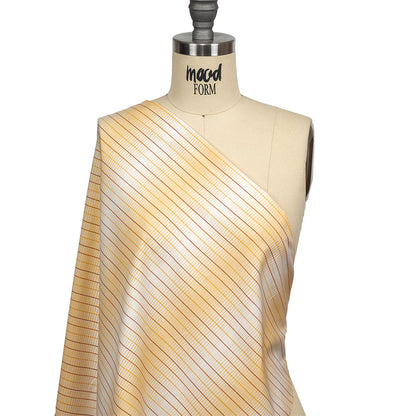 Orange, Yellow and White Gradient Pinstripes Cotton Shirting Drape