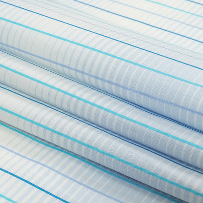 Blue, Aqua and White Gradient Pinstripes Cotton Shirting Folded