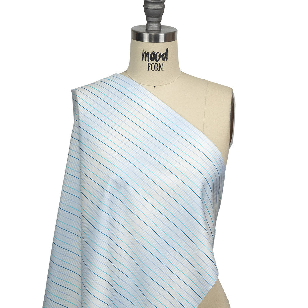 Blue, Aqua and White Gradient Pinstripes Cotton Shirting Drape