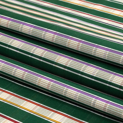 Green, Purple and Yellow Subtle Plaid Stripes Cotton Shirting Folded
