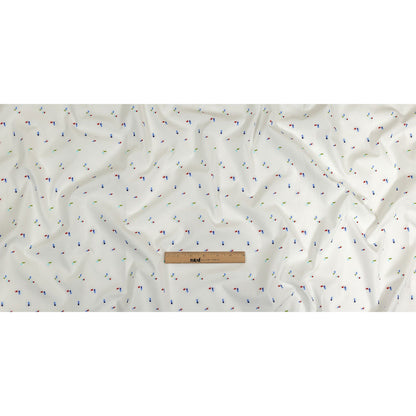White, Blue and Lime Tossed Rectangles Cotton Jacquard Shirting Full