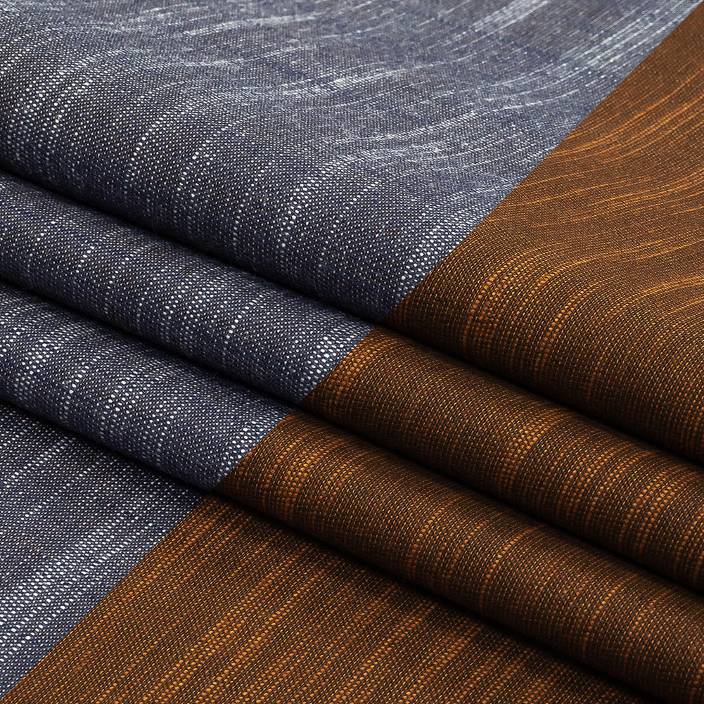 Brown Striated Cotton Chambray Folded