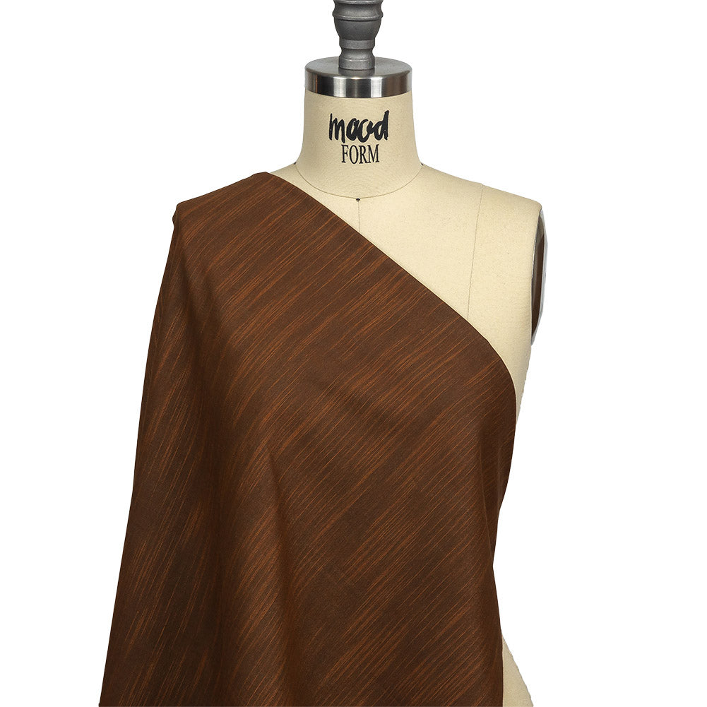 Brown Striated Cotton Chambray Drape