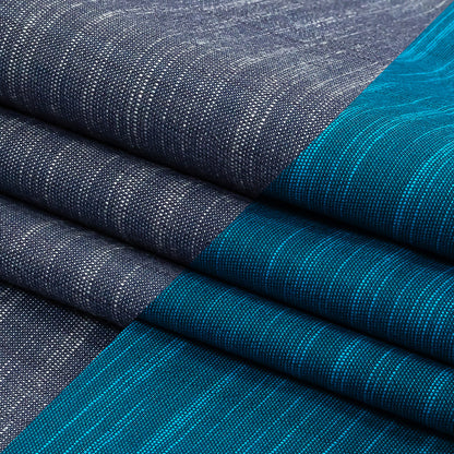 Phthalo Blue Striated Cotton Chambray Folded