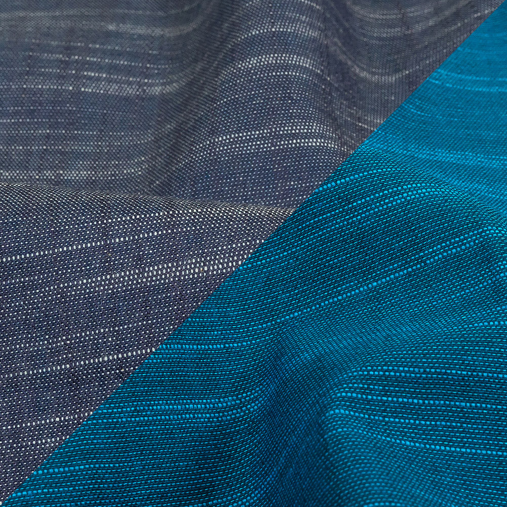 Phthalo Blue Striated Cotton Chambray Detail