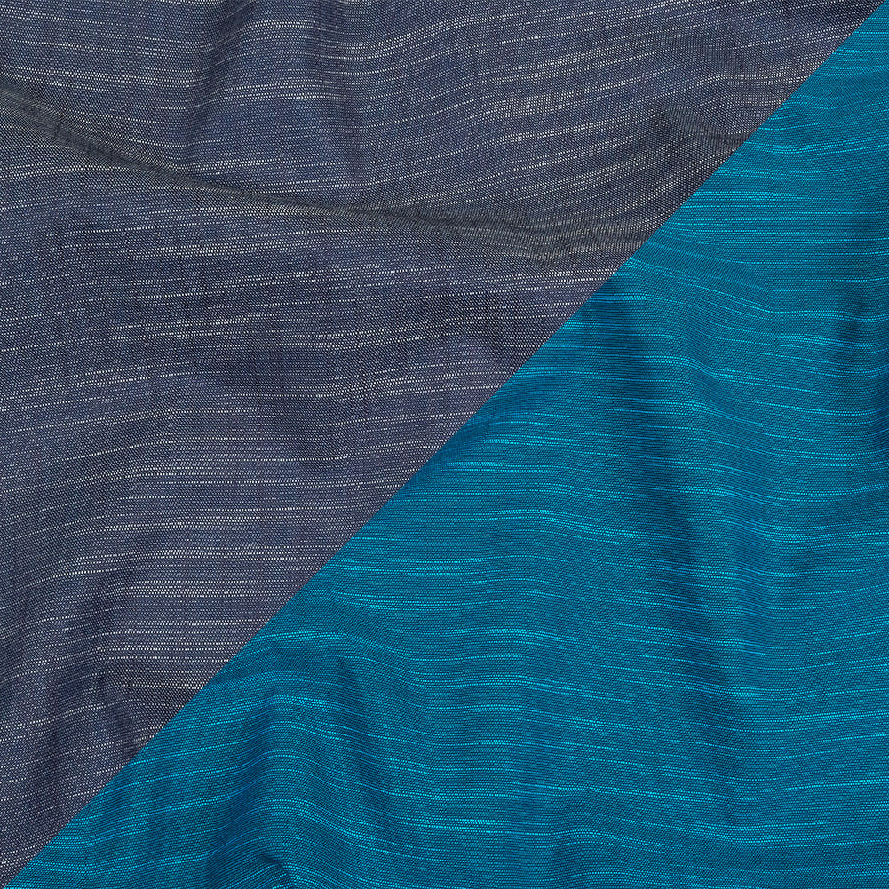 Phthalo Blue Striated Cotton Chambray