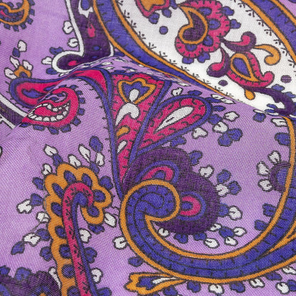 Gauzy Cotton Voile - Lilac, Cobalt and Pink Paisley - Deadstock Detail