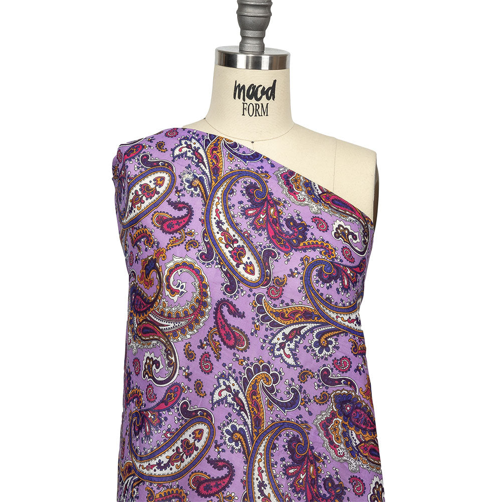 Gauzy Cotton Voile - Lilac, Cobalt and Pink Paisley - Deadstock Drape