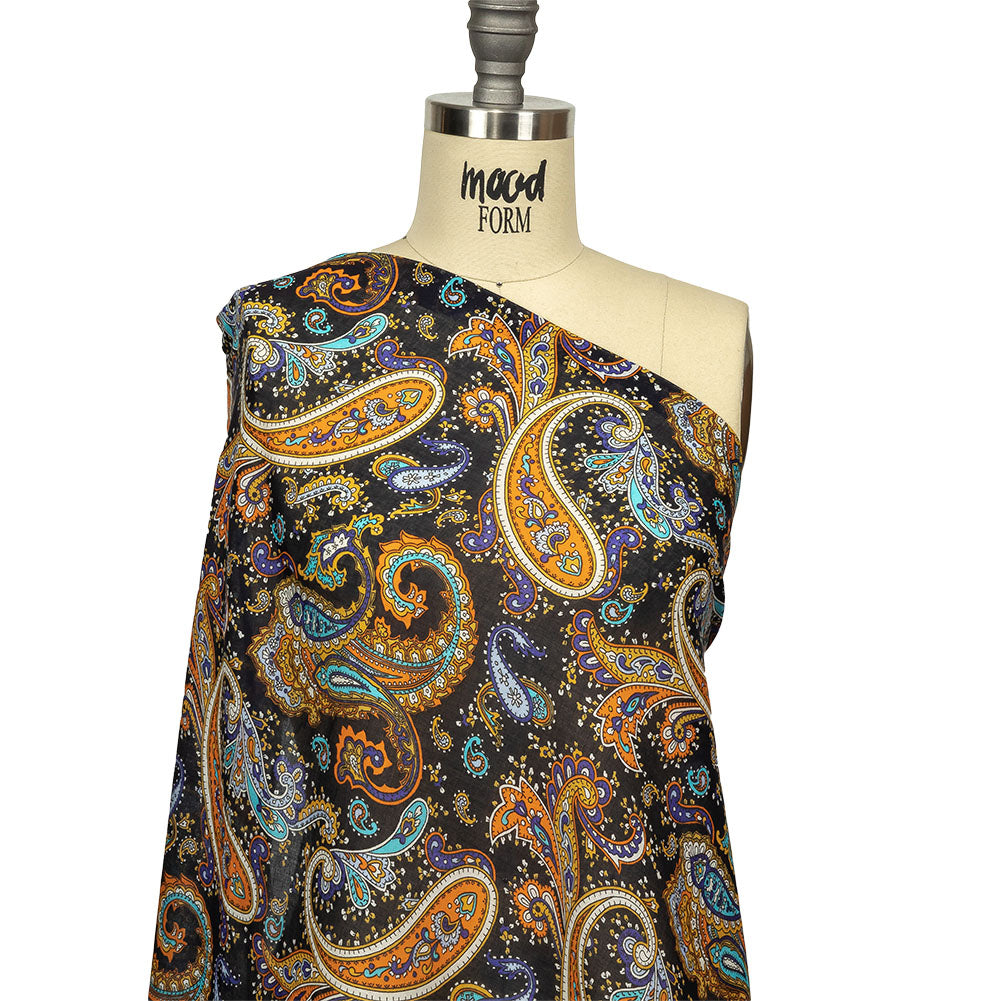 Gauzy Cotton Voile - Midnight Navy, Hawaiian Sunset and Limoges Paisley - Deadstock Drape