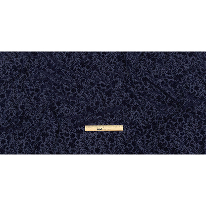 Navy Flocked Classical Florals on Diamond Cotton and Polyester Dobby Full