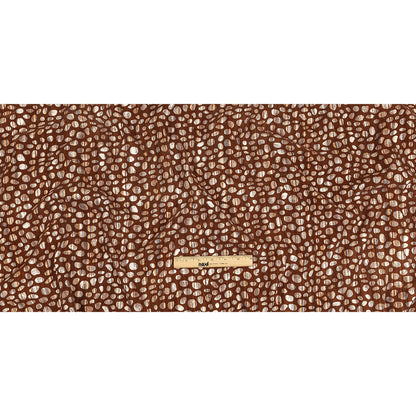 Brown Flocked Bubbles on Brown, Orange and White Distressed Stripes Printed Stretch Cotton Twill Full