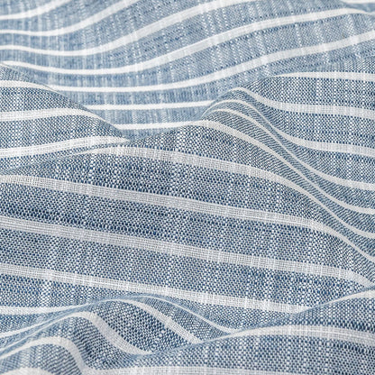 Colony Blue and White Striped Slubbed Cotton and Polyester Woven Detail