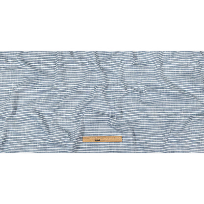 Colony Blue and White Striped Slubbed Cotton and Polyester Woven Full