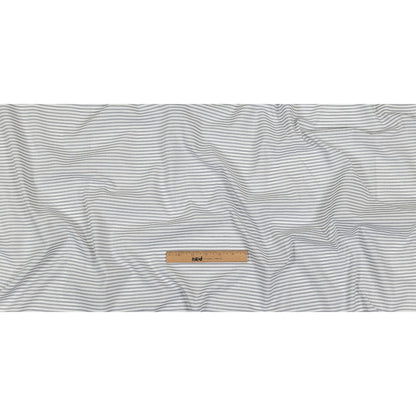 White and Blue Gray Candy Striped Cotton and Polyester Shirting Full