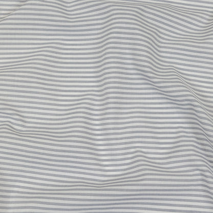 White and Blue Gray Candy Striped Cotton and Polyester Shirting