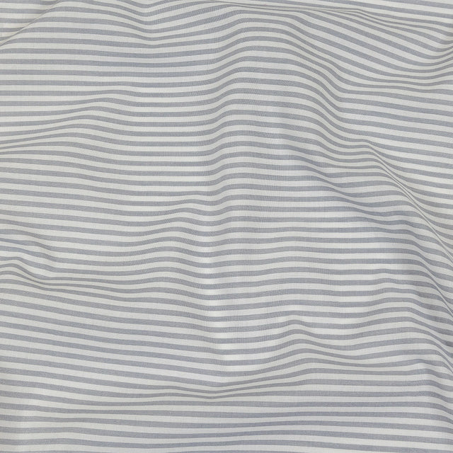 White and Blue Gray Candy Striped Cotton and Polyester Shirting