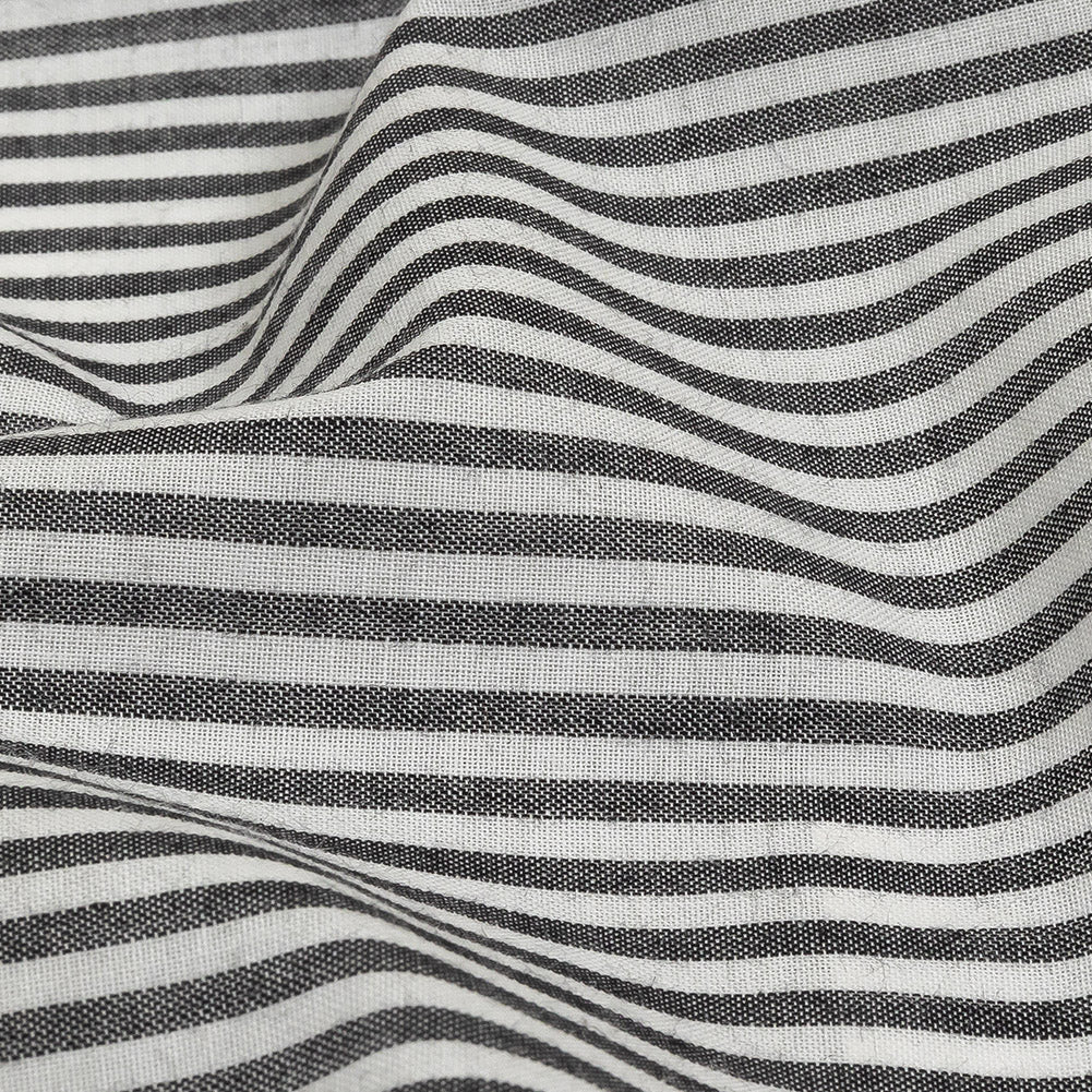 Black and White Railroad Stripes Cotton and Polyester Woven Detail