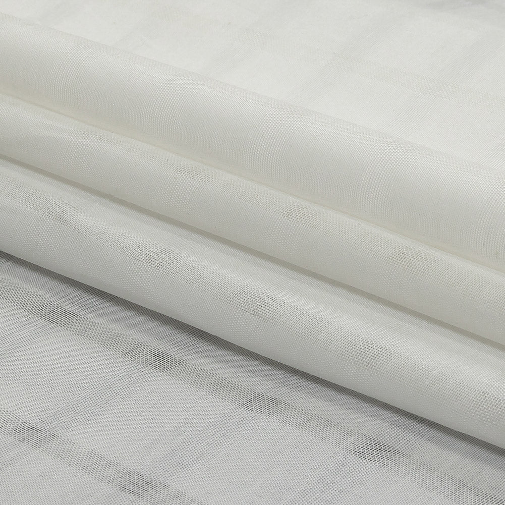 White Sheer Stripes Cotton and Polyester Woven Folded