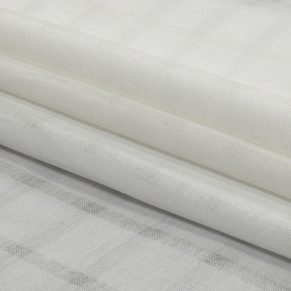 White Sheer Stripes Cotton and Polyester Woven Folded