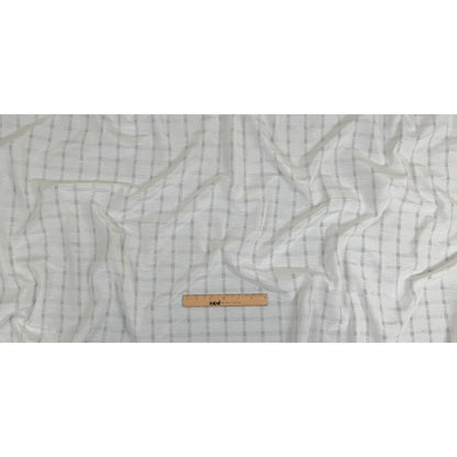 White Sheer Stripes Cotton and Polyester Woven Full