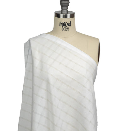 White Sheer Stripes Cotton and Polyester Woven Drape