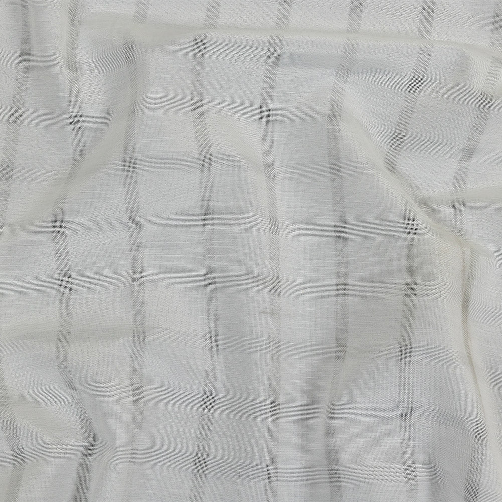 White Sheer Stripes Cotton and Polyester Woven