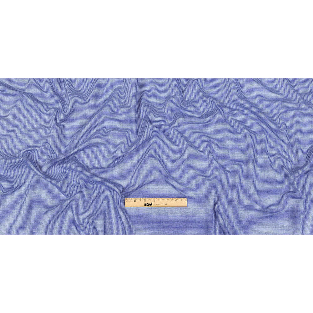 Cobalt and White Pinstriped Cotton and Polyester Shirting Full
