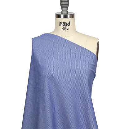 Cobalt and White Pinstriped Cotton and Polyester Shirting Drape