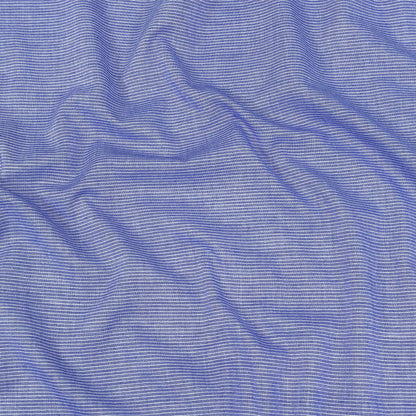 Cobalt and White Pinstriped Cotton and Polyester Shirting