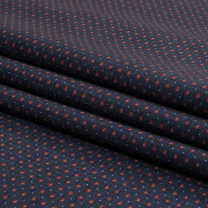 Black Iris, Red and White Tiny Medallions Stretch Polyester Woven Folded