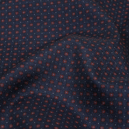 Black Iris, Red and White Tiny Medallions Stretch Polyester Woven Detail