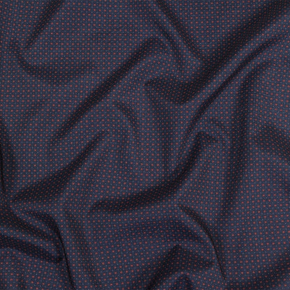 Black Iris, Red and White Tiny Medallions Stretch Polyester Woven