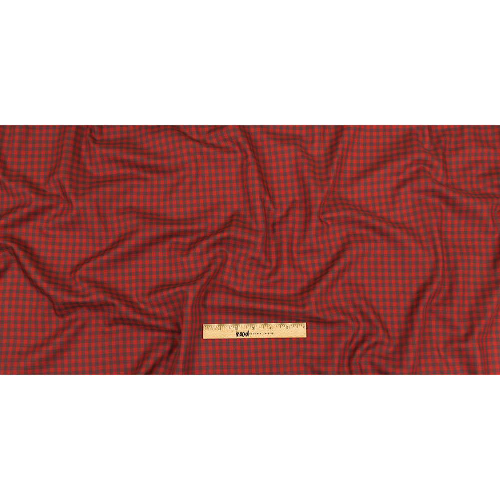 Red and Brown Checkered Twill Cotton Shirting Full