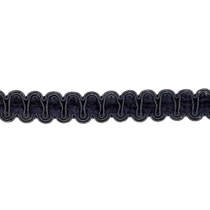 Dark Navy Cord and Chenille Rayon Blend Braided Trim - 0.5" Detail