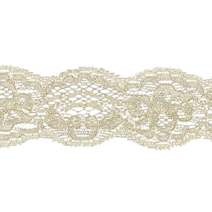 Ivory Shimmering Floral Stretch Lace - 1.625" Detail