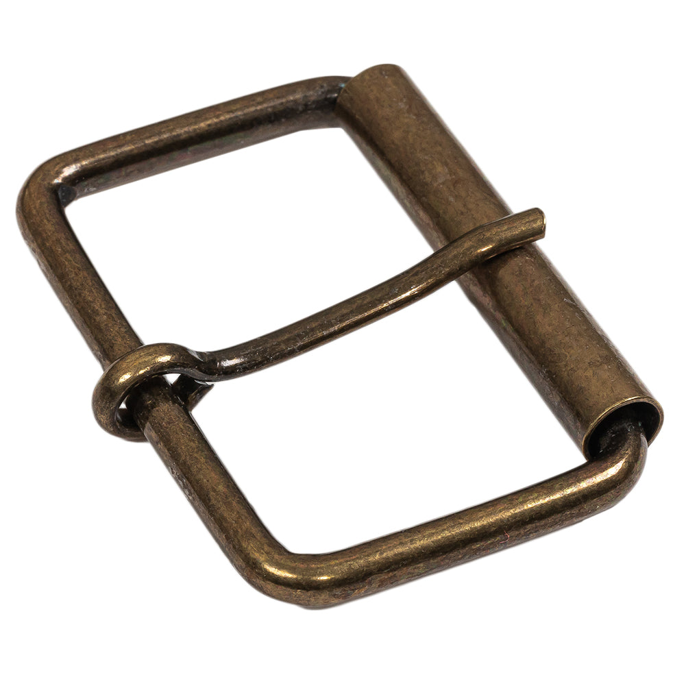 Antique Gold Rectangular Metal Roller Buckle - 2.375" x 1.625" Folded