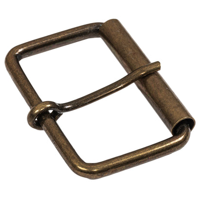 Antique Gold Rectangular Metal Roller Buckle - 2.375" x 1.625" Folded