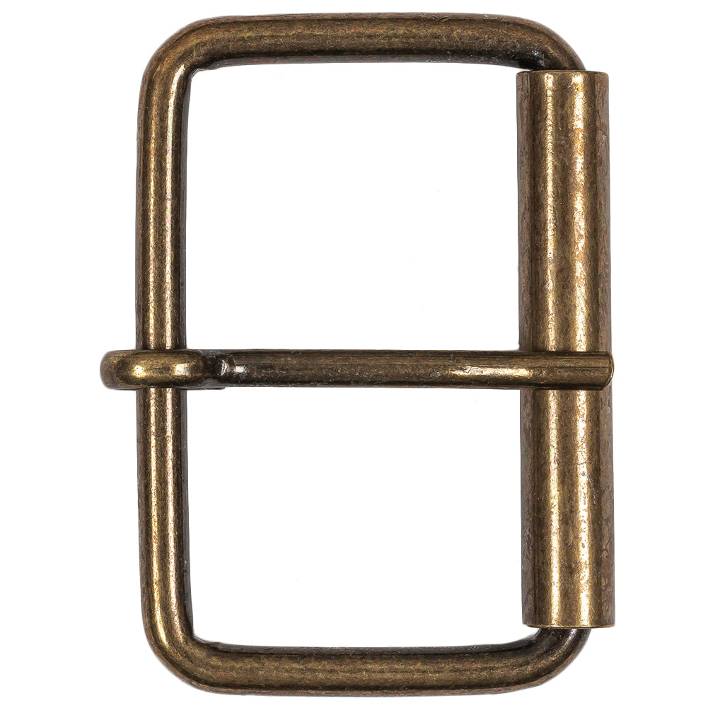 Antique Gold Rectangular Metal Roller Buckle - 2.375" x 1.625"