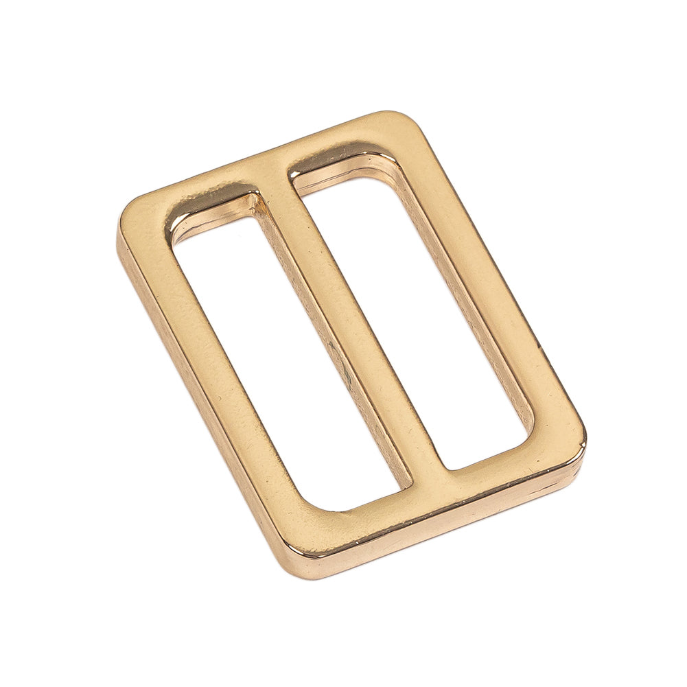 Bright Gold Rectangular Metal Slider - 1.25" x 1" - Folded - Image 2 of 3
