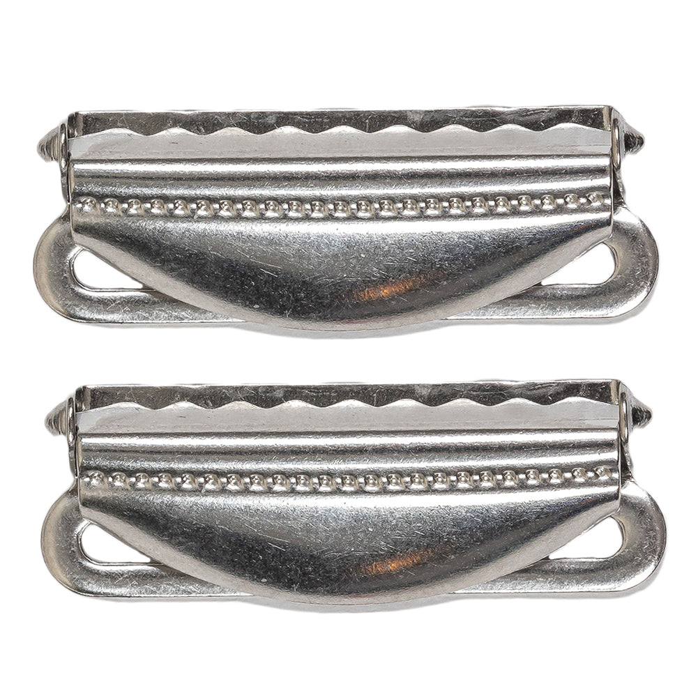 Silver Metal Suspender Slide Adjusters Pair - 1.5"