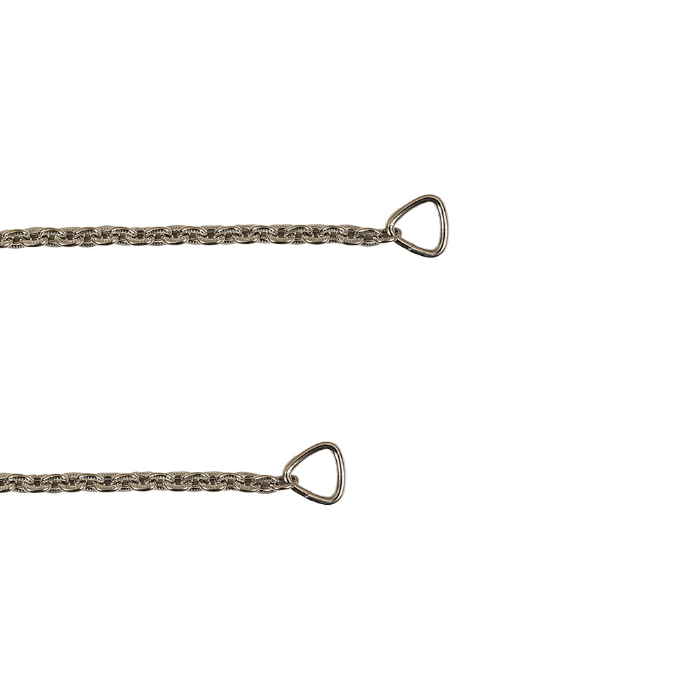 Silver Textured Chain Purse Strap with Triangular Rings - 16" x 0.375" Folded