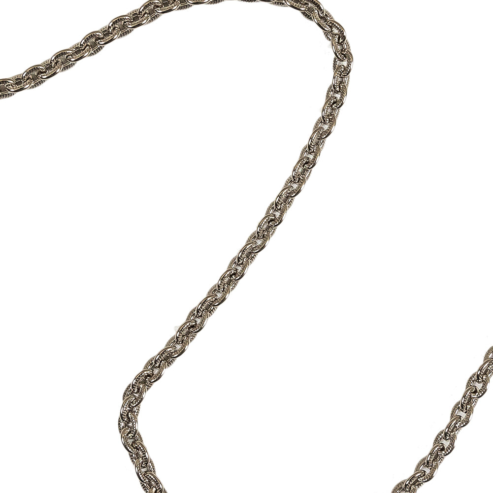 Silver Textured Chain Purse Strap with Triangular Rings - 16" x 0.375" Detail