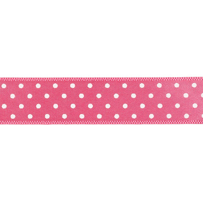 Hot Pink and White Polka Dot Satin Ribbon - 0.625" Detail