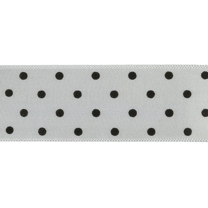 White and Black Polka Dot Satin RIbbon - 1" Detail