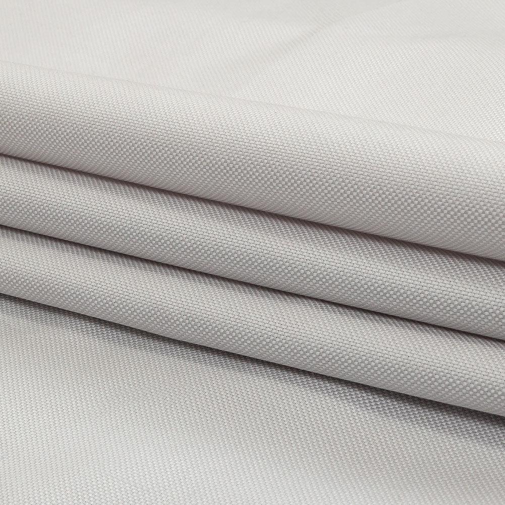 Pale Gray Cotton Basketweave Shirting Folded