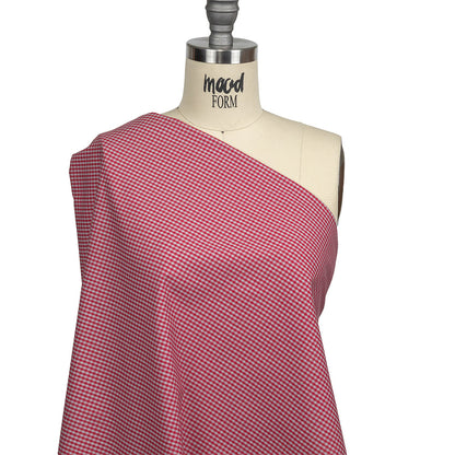 Red and Gray Checked Cotton and Polyester Shirting Drape