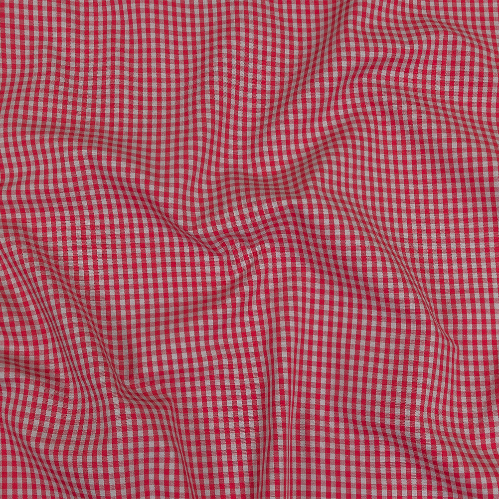 Red and Gray Checked Cotton and Polyester Shirting