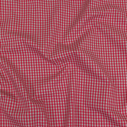 Red and Gray Checked Cotton and Polyester Shirting