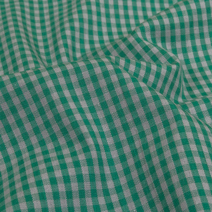 Green and Gray Checked Cotton and Polyester Shirting Detail